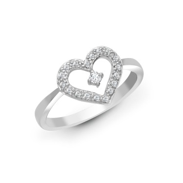 18ct White Gold Heart Shaped Diamond Ring