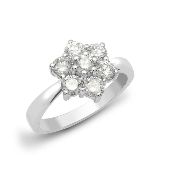 18ct White 1.25ct Diamond 7 Stone Cluster Ring