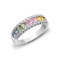 18ct White Gold Diamond And Multi Coloured Sapphires Ring