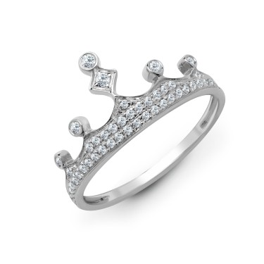 18ct White 0.24ct Diamond Crown Ring