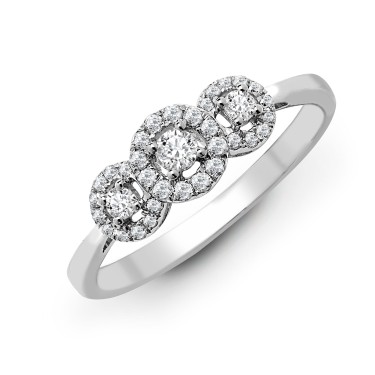 18ct White 0.60ct Diamond Trilogy Halo Ring