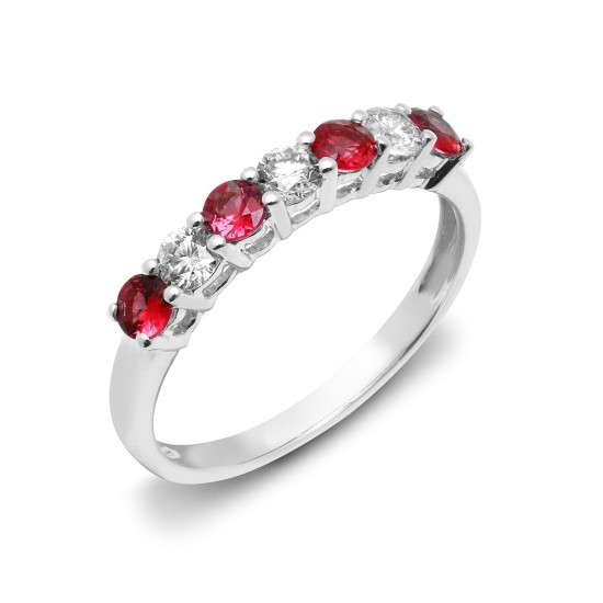 18ct White Diamond-0.33ct Ruby-0.45ct 1\2 Eternity Ring