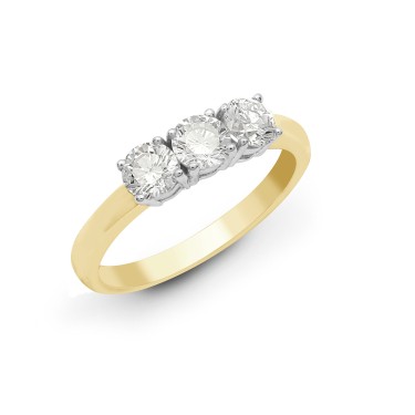 18ct Yellow/White 0.25ct Diamond Claw Set Trilogy Ring