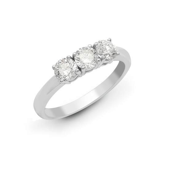 18ct White 0.75ct Diamond Claw Set Trilogy Ring