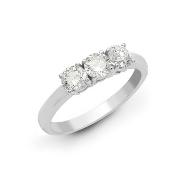 18ct White 1.00ct Diamond Claw Set Trilogy Ring