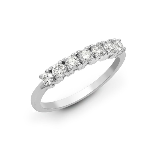 18ct White 0.75ct Diamond 7 stone 1/2 ET Ring