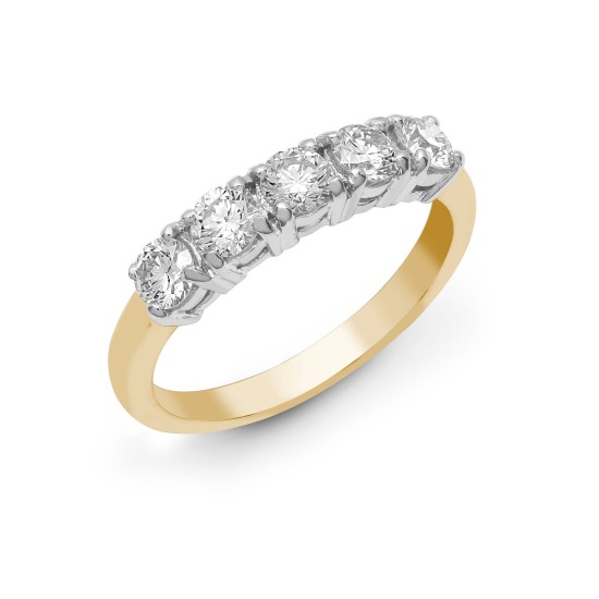 18ct Yellow/White 1.25ct Diamond 5 stone Ring