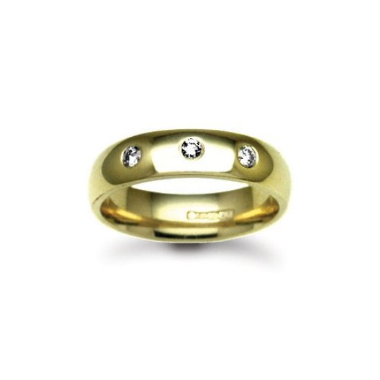 18ct Gold Yellow Diamond Rubover set Wedding Ring