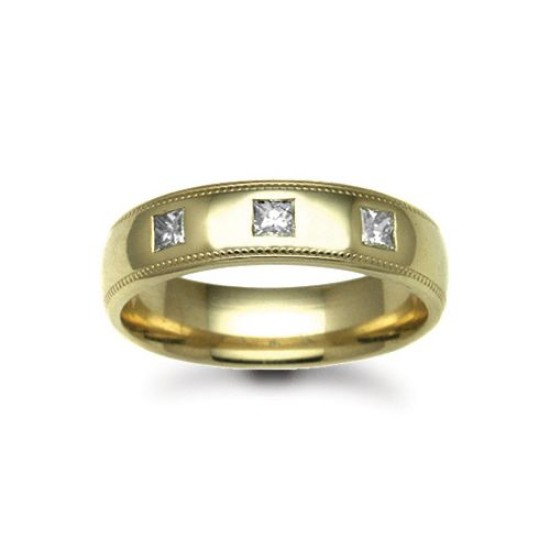 18ct Gold Yellow Diamond Rubover set Wedding Ring