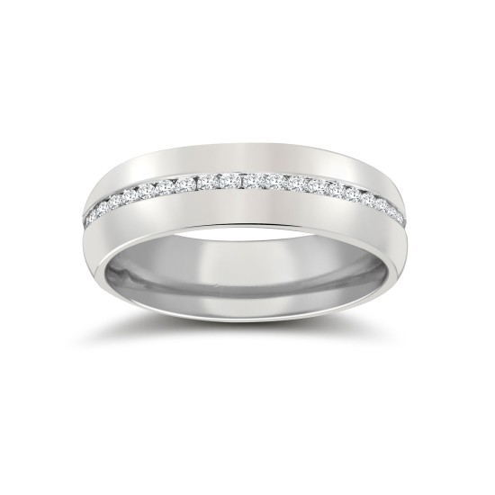 18ct White Gold RBC Court Diamond Wedding Band Fully Set - 5mm - 50pts