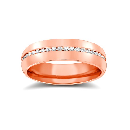 18ct Rose Gold RBC Court Diamond Wedding Band Fully Set - 4mm - 50pts