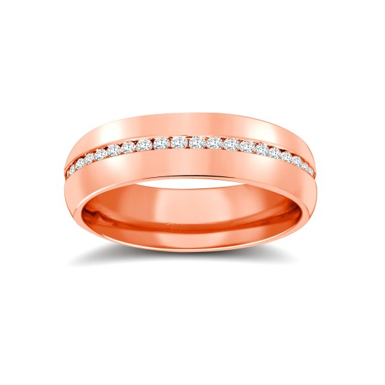18ct Rose Gold RBC Court Diamond Wedding Band Fully Set - 5mm - 50pts