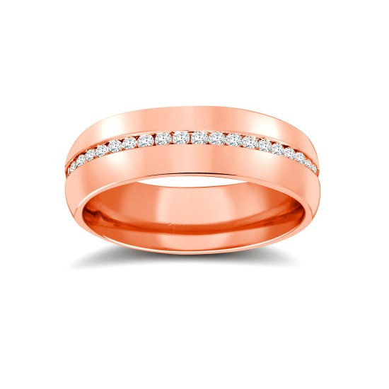 18ct Rose Gold RBC Court Diamond Wedding Band Fully Set - 6mm - 70pts