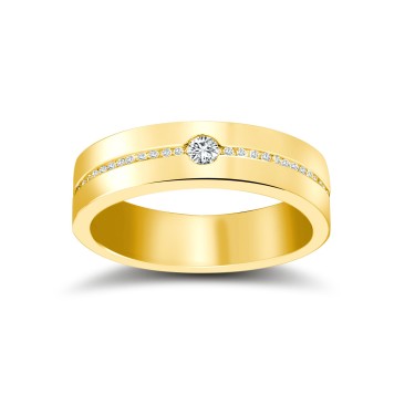 18ct Yellow Gold RBC Flat Court Diamond Wedding Band Half Set - 4mm - 28pts 4mm