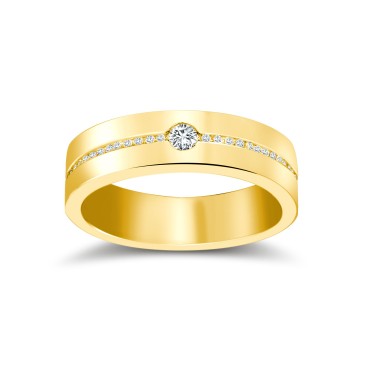 18ct Yellow Gold RBC Flat Court Diamond Wedding Band Half Set - 5mm - 30pts 5mm