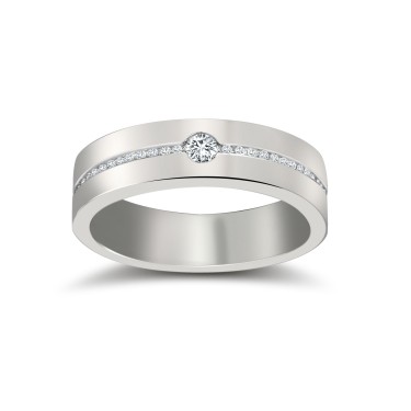 18ct White Gold RBC Flat Court Diamond Wedding Band Half Set - 5mm - 30pts 5mm