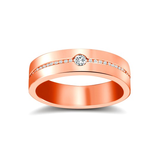 18ct Rose Gold RBC Flat Court Diamond Wedding Band Half Set - 4mm - 28pts