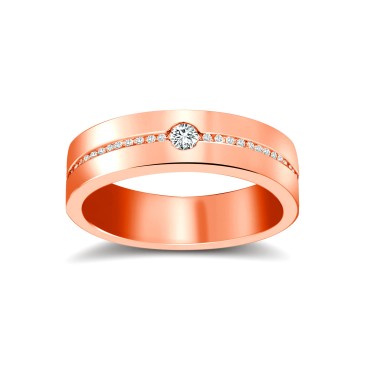 18ct Rose Gold RBC Flat Court Diamond Wedding Band Half Set - 5mm - 30pts 5mm