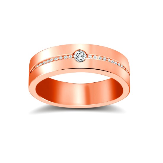 18ct Rose Gold RBC Flat Court Diamond Wedding Band Half Set - 6mm - 30pts