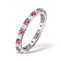 18ct White Gold Claw Set Full Eternity Ring Diamond 0.50ct Ruby 0.80ct H Si