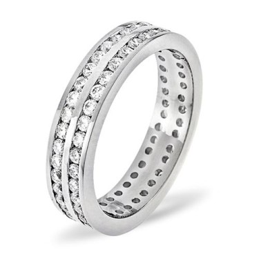 18ct White Gold Channel Set 2 Row Full Eternity Ring Diamond 1.00ct H Si