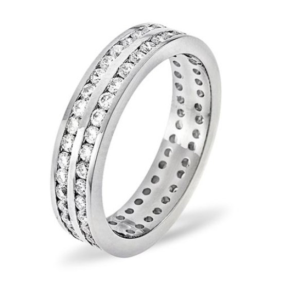 18ct White Gold Channel Set 2 Row Full Eternity Ring Diamond 2.00ct G VS