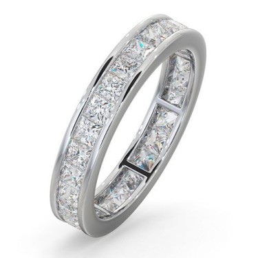 18ct White Gold Channel Set Princess Cut Full Eternity Ring Diamond 2.00ct H Si