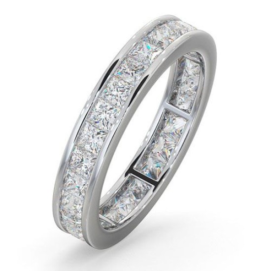 18ct White Gold Channel Set Princess Cut Full Eternity Ring Diamond 2.00ct H Si