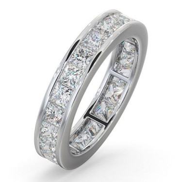18ct White Gold Channel Set Princess Cut Full Eternity Ring Diamond 3.00ct G VS
