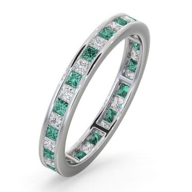 18ct White Gold Channel Set P.cut Full Eternity Ring Diamond 0.50ct Em 0.65ct H Si