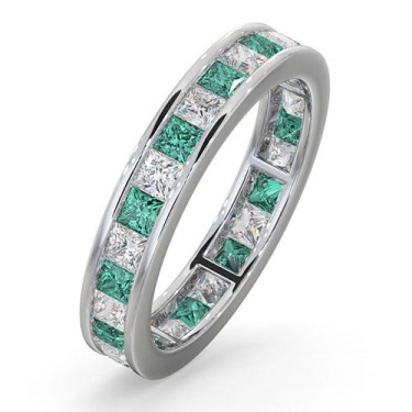 18ct White Gold Channel Set P.cut Full Eternity Ring Diamond 1.00ct Em 1.20ct G VS