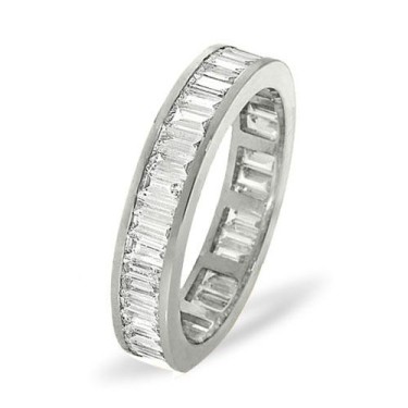 18ct White Gold Channel Set Full Eternity Ring Baguette Diamond 2.00ct H Si