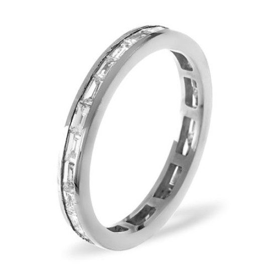 18ct White Gold Channel Set Full Eternity Ring Baguette Diamond 1.00ct G VS