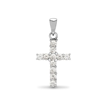 18ct White Gold Diamond Cross