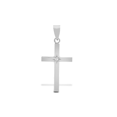 18ct White 0.03ct Diamond Star Set Cross