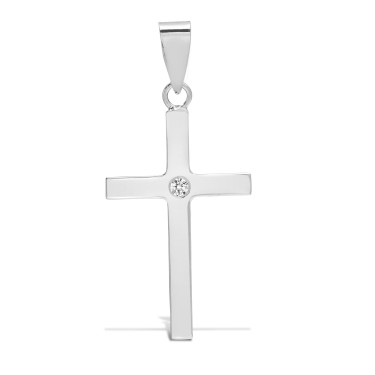 18ct White 0.03ct Diamond Invisible Set Cross
