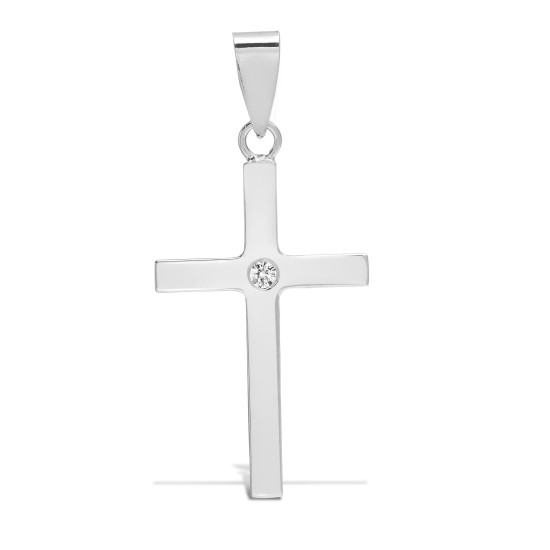 18ct White 0.03ct Diamond Invisible Set Cross