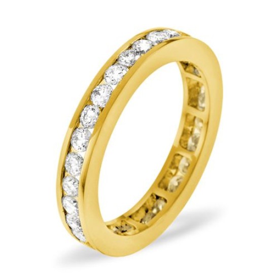 18ct Yellow Gold Channel Set Full Eternity Ring Diamond 1.50ct H Si