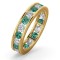 18ct Yellow Gold Channel Set Full Eternity Ring Diamond 1.00ct Emerald 1.10ct G VS