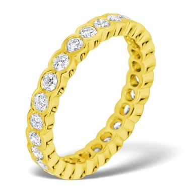 18ct Yellow Gold Rub Over Set Full Eternity Ring Diamond 1.00ct G VS