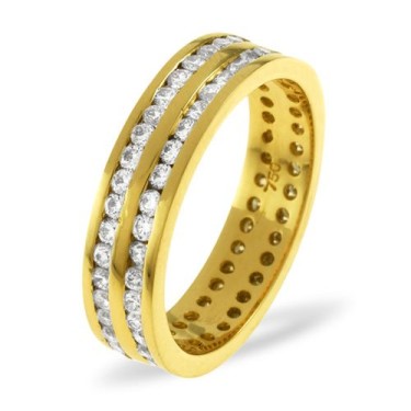18ct Yellow Gold Channel Set 2 Row Full Eternity Ring Diamond 1.00ct G VS