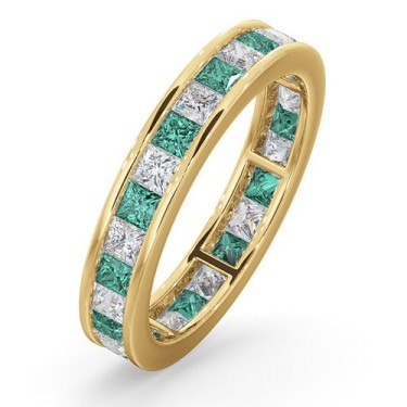 18ct Yellow Gold Channel Set Princess Cut Full Eternity Ring Diamond 1.00ct Em 1.20ct G VS