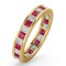 18ct Yellow Gold Channel Set Princess Cut Full Eternity Ring Diamond 1.00ct Ruby 1.25ct GVS