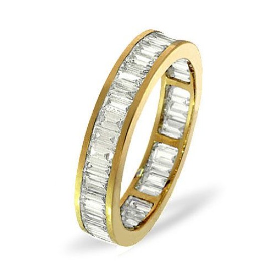 18ct Yellow Gold Channel Set Full Eternity Ring Baguette Diamond 1.50ct H Si