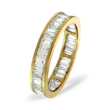 18ct Yellow Gold Channel Set Full Eternity Ring Baguette Diamond 5.00ct H Si