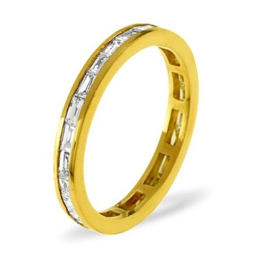 18ct Yellow Gold Channel Set Full Eternity Ring Baguette Diamond 1.00ct H Si