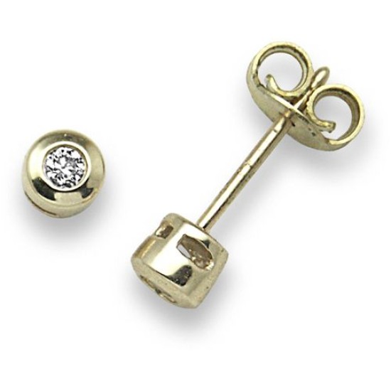 9ct Yellow 20pts Rub over Earrings