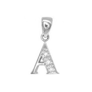 9ct White Gold Diamond Set Initial Pendant -Initial V