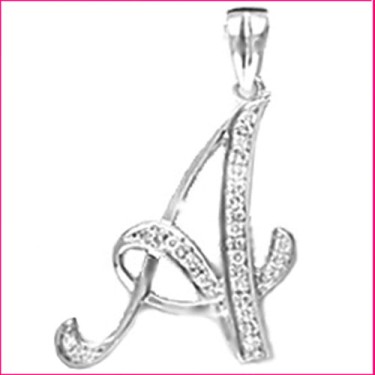 9ct White Gold Diamond Set Initial Pendant -Initial R