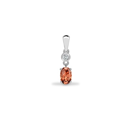 9ct White Dia-4pts Morganite-45pts Drop Pendant